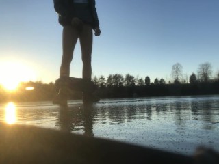 Warm Piss On Calligraphic Bitterly Cold Lake.